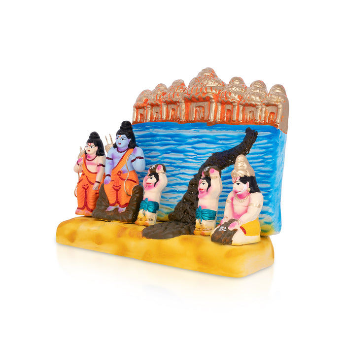 Ramayanam - Sethu Bandhanam Clay Golu Bommai Set - 8 x 9 Inches | Giri Golu Doll/ Navaratri Golu Bomma/Gombe/Bommai