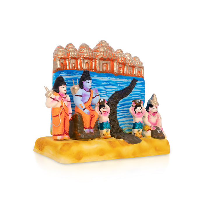 Ramayanam - Sethu Bandhanam Clay Golu Bommai Set - 8 x 9 Inches | Giri Golu Doll/ Navaratri Golu Bomma/Gombe/Bommai