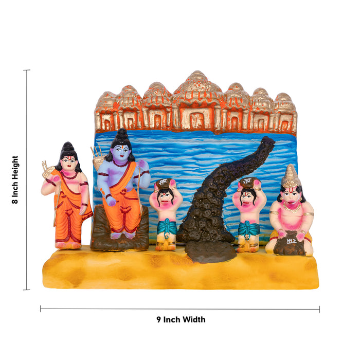 Ramayanam - Sethu Bandhanam Clay Golu Bommai Set - 8 x 9 Inches | Giri Golu Doll/ Navaratri Golu Bomma/Gombe/Bommai