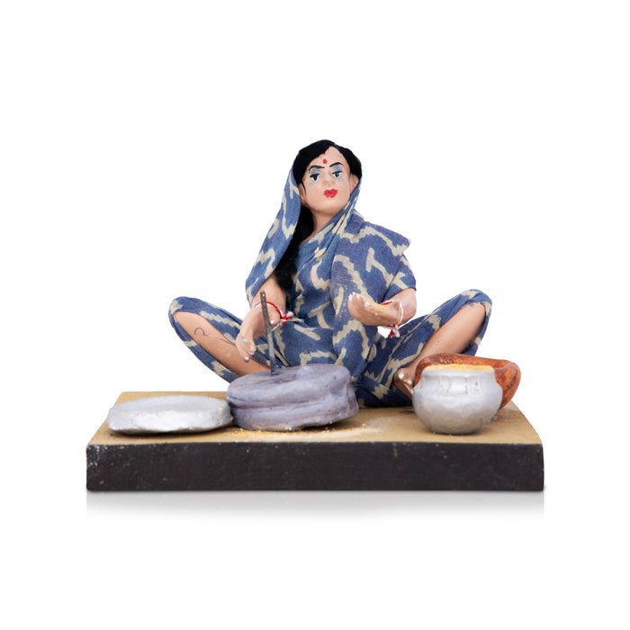 Community Helpers Sitting Clay Golu Bommai - 4 x 5 Inches | Giri Golu Doll/ Navaratri Golu Bomma/ Gombe