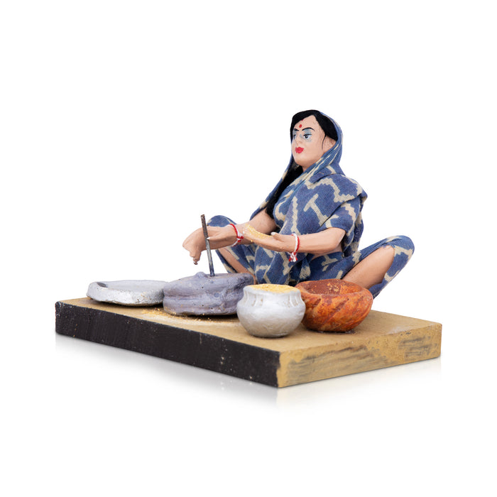 Community Helpers Sitting Clay Golu Bommai - 4 x 5 Inches | Giri Golu Doll/ Navaratri Golu Bomma/ Gombe