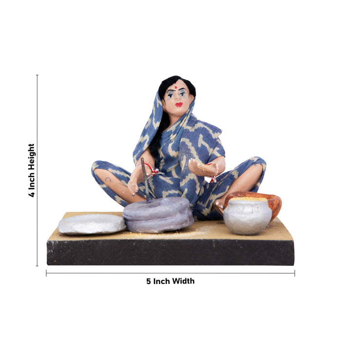 Community Helpers Sitting Clay Golu Bommai - 4 x 5 Inches | Giri Golu Doll/ Navaratri Golu Bomma/ Gombe