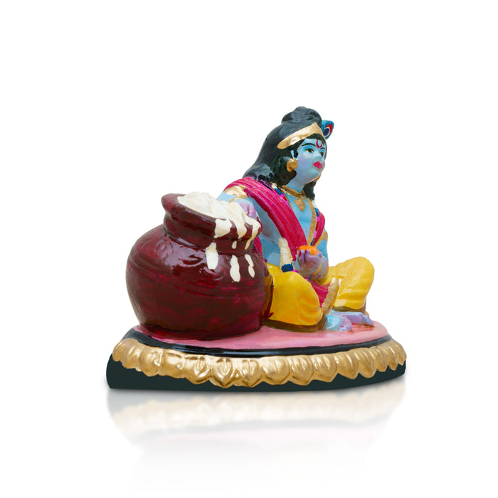 Butter Krishna Clay Golu Bommai - 3 x 4 Inches | Giri Golu Doll/ Navaratri Golu Bomma/Gombe/Bommai