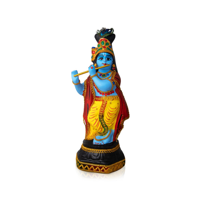 Krishna Idol - 17 x 6 Inches | Fibre Idol/ Decorated Krishna Idol/ Kannan Statue for Pooja