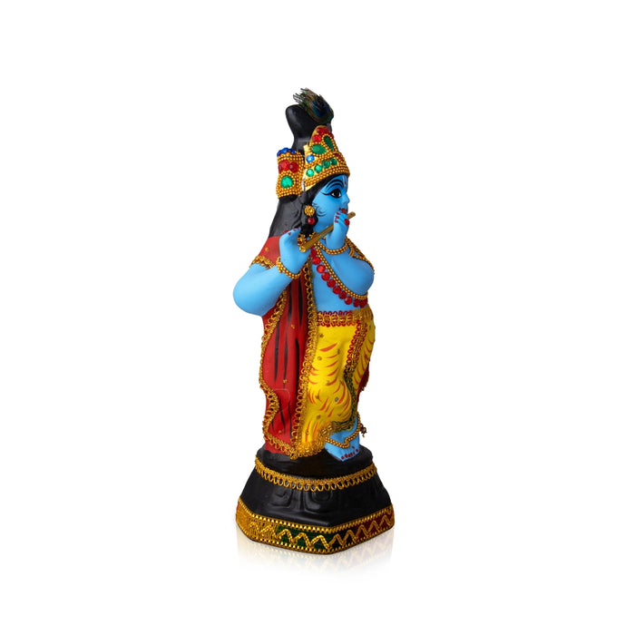 Krishna Idol - 17 x 6 Inches | Fibre Idol/ Decorated Krishna Idol/ Kannan Statue for Pooja