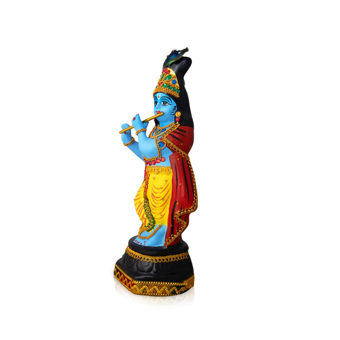 Krishna Idol - 17 x 6 Inches | Fibre Idol/ Decorated Krishna Idol/ Kannan Statue for Pooja