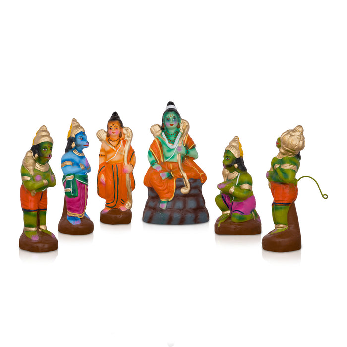 Seethaiyai Kanden Clay Golu Bommai Set - 7 x 4 Inches | 6 Pcs/ Giri Kolu Bommai/ Navaratri Golu Doll/ Gombe