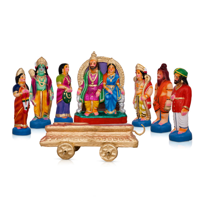 Ramar Bow Broken Clay Golu Bommai Set - 9 x 6 Inches | 13 Pcs/ Giri Kolu Bommai/ Navaratri Golu Bomma/ Dasara doll