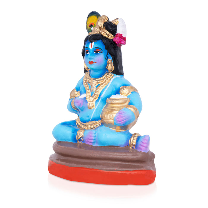 Butter Krishna Clay Golu Bommai - 6 x 4 Inches | Giri Golu Doll/ Navaratri Golu Bomma/Gombe/Bommai