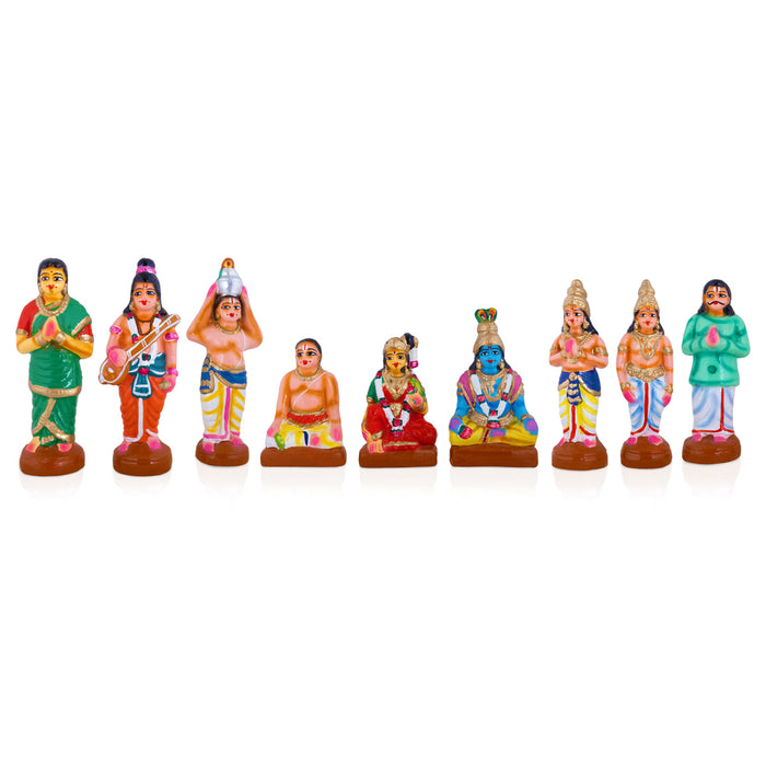 Andal Kalyanam Clay Golu Bommai Set - 8 x 3 Inches | Giri Golu Bommai/ Navaratri Golu Doll/ Gombe