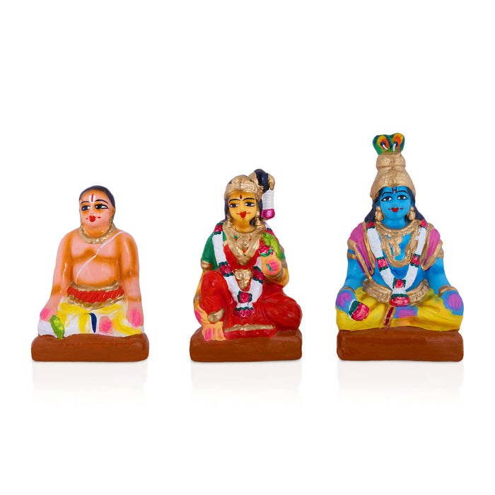 Andal Kalyanam Clay Golu Bommai Set - 8 x 3 Inches | Giri Golu Bommai/ Navaratri Golu Doll/ Gombe