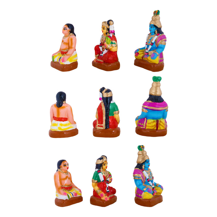Andal Kalyanam Clay Golu Bommai Set - 8 x 3 Inches | Giri Golu Bommai/ Navaratri Golu Doll/ Gombe