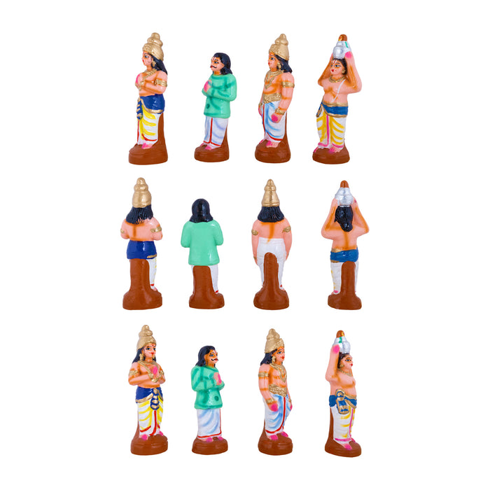 Andal Kalyanam Clay Golu Bommai Set - 8 x 3 Inches | Giri Golu Bommai/ Navaratri Golu Doll/ Gombe