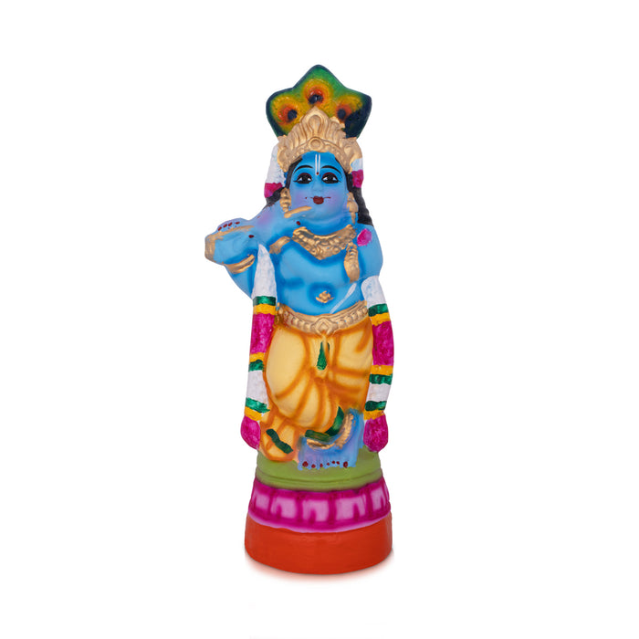 Flute Krishna Paper Mache Golu Bommai - 9 x 5 Inches | Giri Golu Bommalu/ Navaratri kolu Bommai/ Dasara Doll