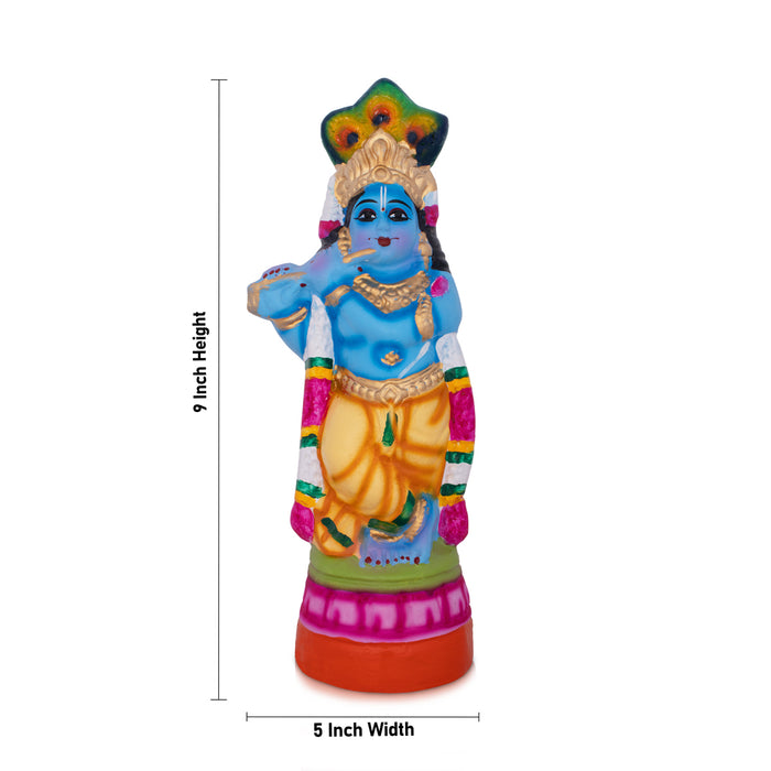 Flute Krishna Paper Mache Golu Bommai - 9 x 5 Inches | Giri Golu Bommalu/ Navaratri kolu Bommai/ Dasara Doll