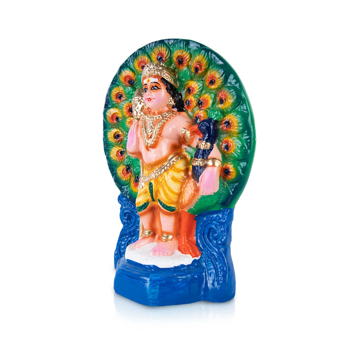 Peacock Murugan Statue Paper Mache Golu Bommai - 10 x 6 Inches | Giri Golu Doll/ Navaratri Golu Bomma/ Gombe
