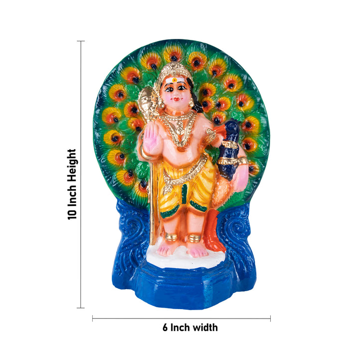 Peacock Murugan Statue Paper Mache Golu Bommai - 10 x 6 Inches | Giri Golu Doll/ Navaratri Golu Bomma/ Gombe