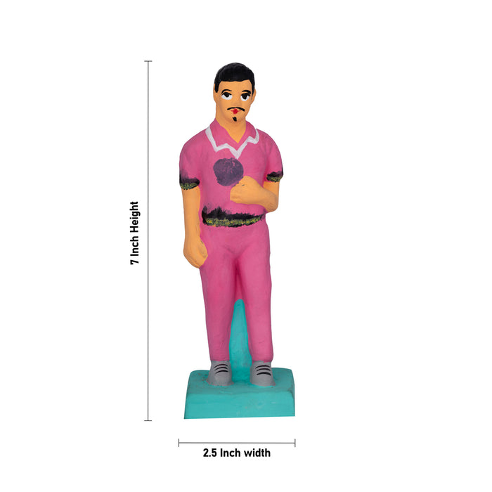 Cricket Clay Golu Bommai Set - 7 x 2.5 Inches |16 Pcs/ Giri Golu Doll/ Navaratri Golu Bomma/Gombe/Bommai