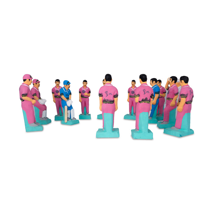 Cricket Clay Golu Bommai Set - 7 x 2.5 Inches |16 Pcs/ Giri Golu Doll/ Navaratri Golu Bomma/Gombe/Bommai