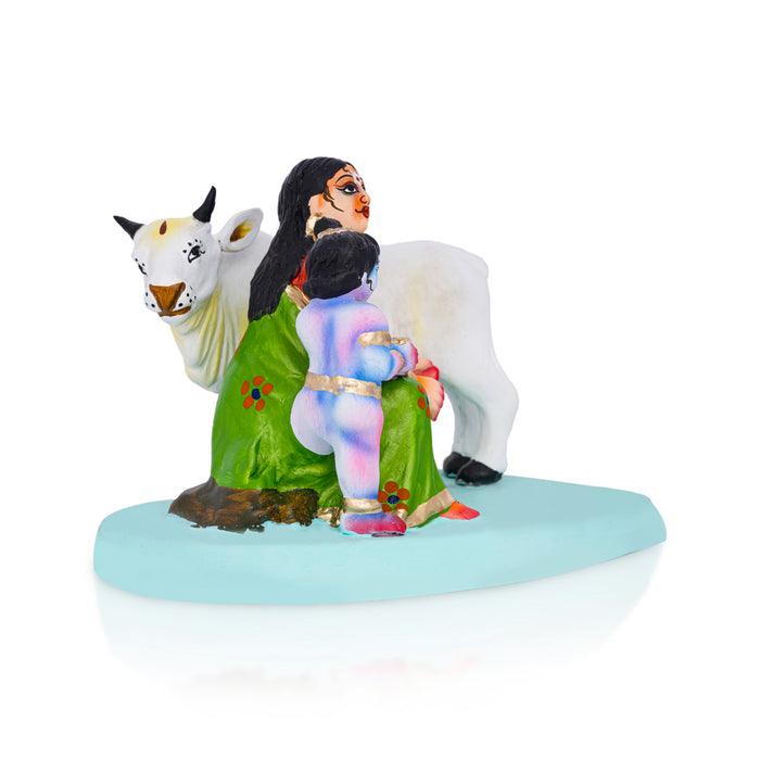 Krishna Murti With Yashoda Gopala Clay Golu Bommai - 6.5 x 9.75 Inches | Giri Golu Doll/ Navaratri Bommai