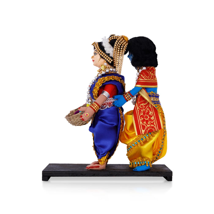 Radha Krishna Statue Cotton Golu Bommai- 10 X 8.75 Inches | Navratri Gombe/ Giri Golu Doll For Navaratri Decor