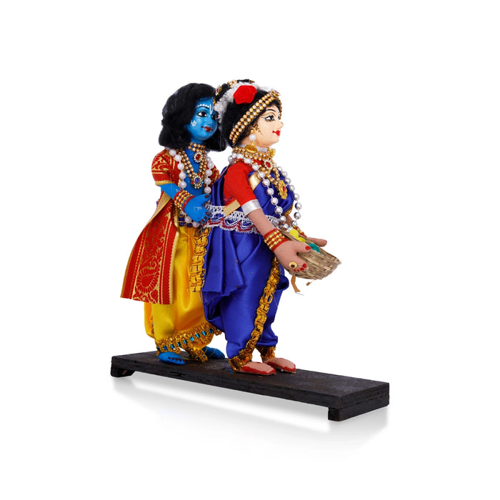 Radha Krishna Statue Cotton Golu Bommai- 10 X 8.75 Inches | Navratri Gombe/ Giri Golu Doll For Navaratri Decor