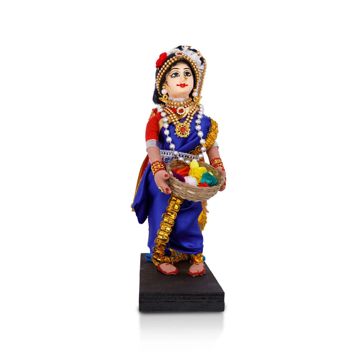 Radha Krishna Statue Cotton Golu Bommai- 10 X 8.75 Inches | Navratri Gombe/ Giri Golu Doll For Navaratri Decor