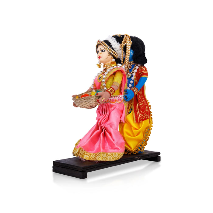 Radha Krishna Statue Cotton Golu Bommai- 10 X 8.75 Inches | Navratri Gombe/ Giri Golu Doll For Navaratri Decor