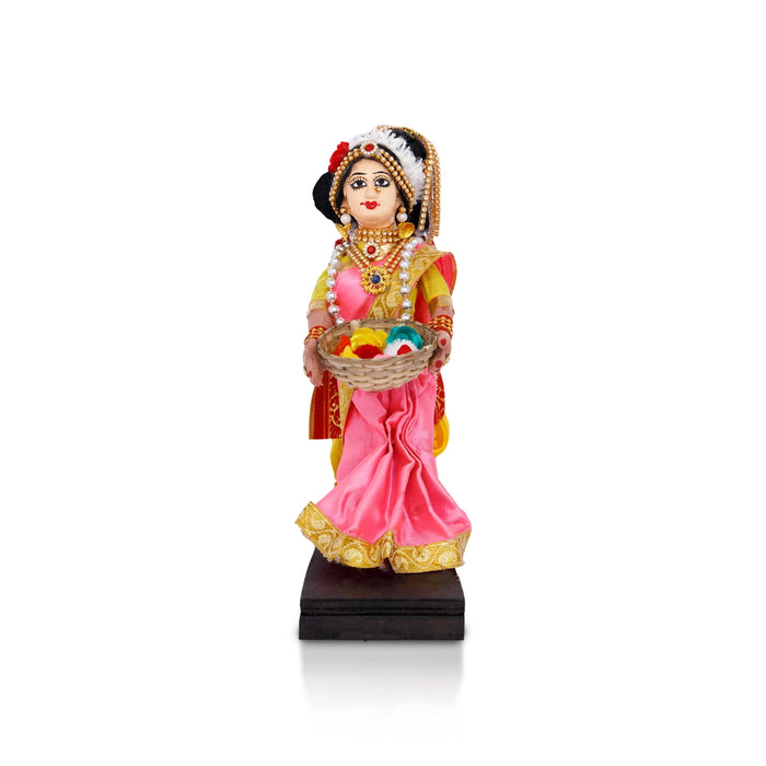 Radha Krishna Statue Cotton Golu Bommai- 10 X 8.75 Inches | Navratri Gombe/ Giri Golu Doll For Navaratri Decor