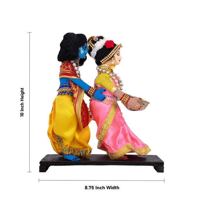 Radha Krishna Statue Cotton Golu Bommai- 10 X 8.75 Inches | Navratri Gombe/ Giri Golu Doll For Navaratri Decor