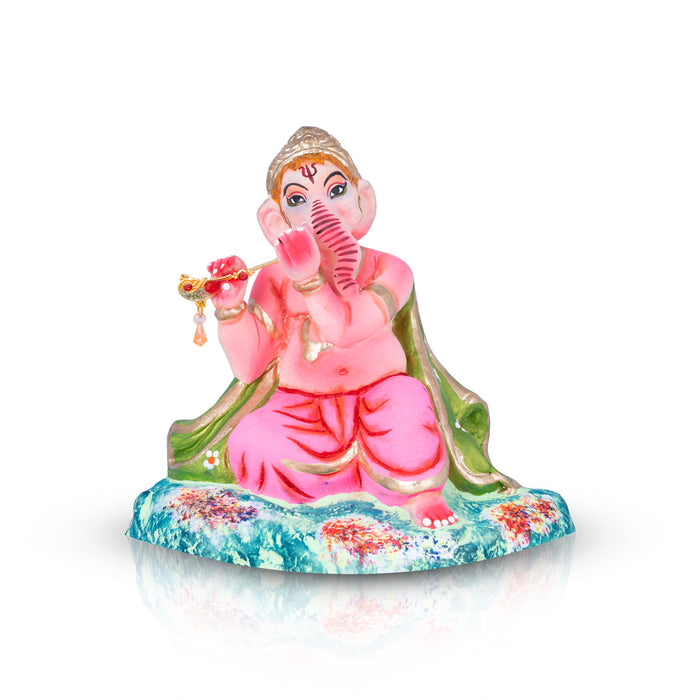 Flute Ganesha Clay Golu Bommai - 8 x 7 Inches | Giri Golu Bommalu/ Navaratri kolu Bommai/ Dasara Doll/ Gombe