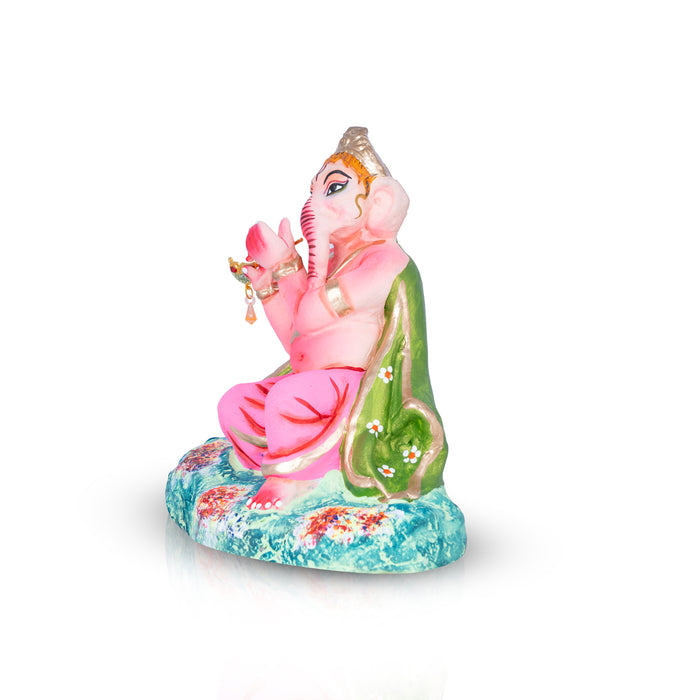 Flute Ganesha Clay Golu Bommai - 8 x 7 Inches | Giri Golu Bommalu/ Navaratri kolu Bommai/ Dasara Doll/ Gombe