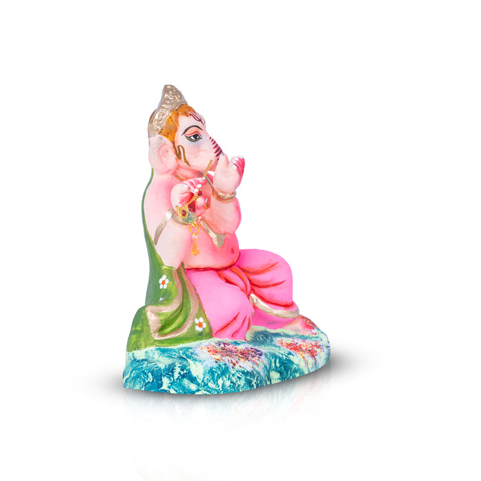Flute Ganesha Clay Golu Bommai - 8 x 7 Inches | Giri Golu Bommalu/ Navaratri kolu Bommai/ Dasara Doll/ Gombe