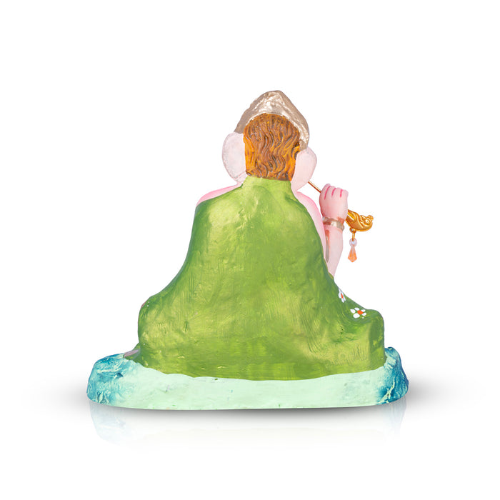 Flute Ganesha Clay Golu Bommai - 8 x 7 Inches | Giri Golu Bommalu/ Navaratri kolu Bommai/ Dasara Doll/ Gombe