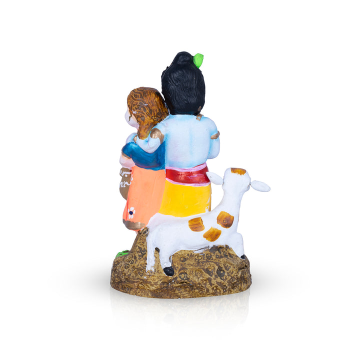 Radha Krishna Clay Golu Bommai - 9 x 6 Inches | Giri Golu Doll/ Navaratri Golu Bomma/Gombe/Bommai