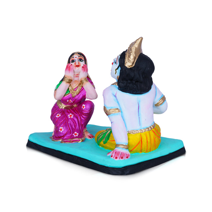 Yashoda Sees the Universe in Krishna's Mouth Clay Golu Bommai - 8 x 9 Inches | Giri Golu Doll/ Navaratri Kolu Bommai