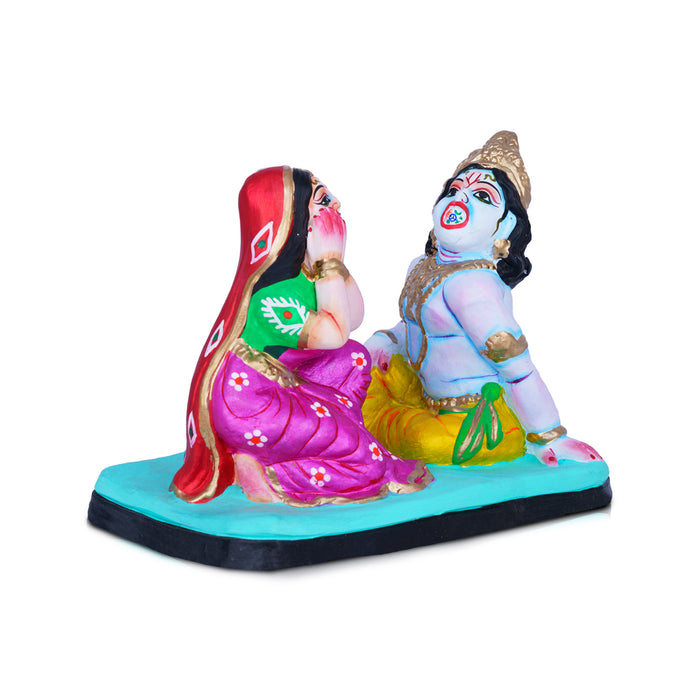 Yashoda Sees the Universe in Krishna's Mouth Clay Golu Bommai - 8 x 9 Inches | Giri Golu Doll/ Navaratri Kolu Bommai