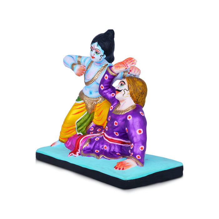 Kamsa Vadham Clay Golu Bommai - 8 x 9 Inches | Giri Golu Bommalu/ Navaratri kolu Doll/ Gombe/ Bommai