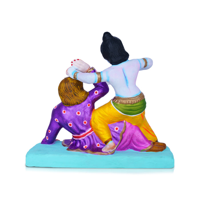 Kamsa Vadham Clay Golu Bommai - 8 x 9 Inches | Giri Golu Bommalu/ Navaratri kolu Doll/ Gombe/ Bommai