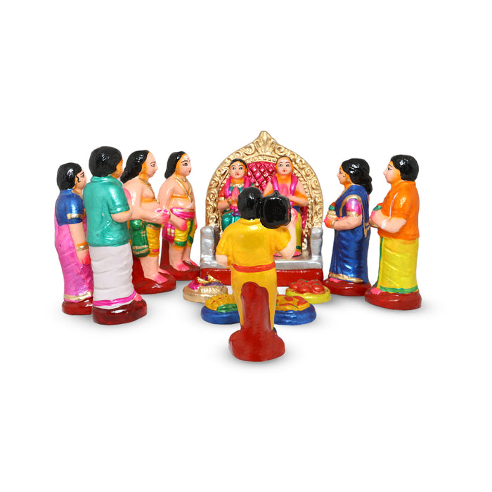 60th Marriage Clay Golu Bommai Set - 7 x 5.5 Inches | Giri Golu Doll/ Navaratri Golu Bomma/ Gombe/ Bommai