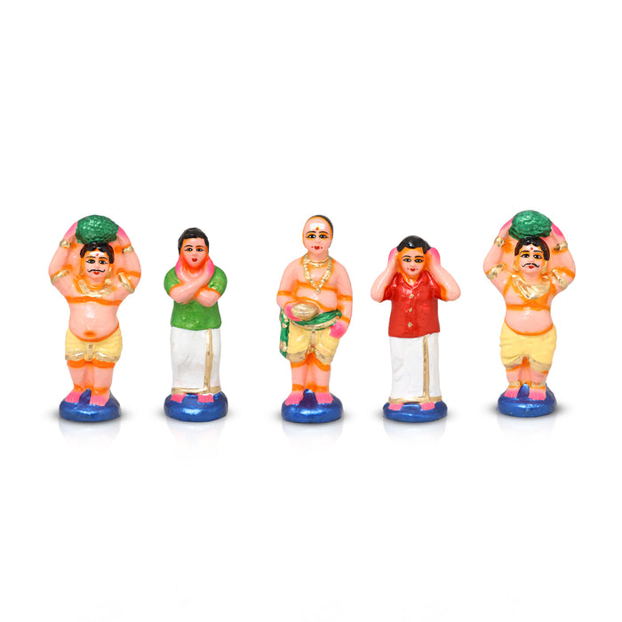 Trichy Uchi Pillaiyar Clay Golu Bommai Set - 15 x 17 Inches| 9 pcs/ Golu Doll/ Navaratri Golu Bomma/ Gombe/ Bommalu
