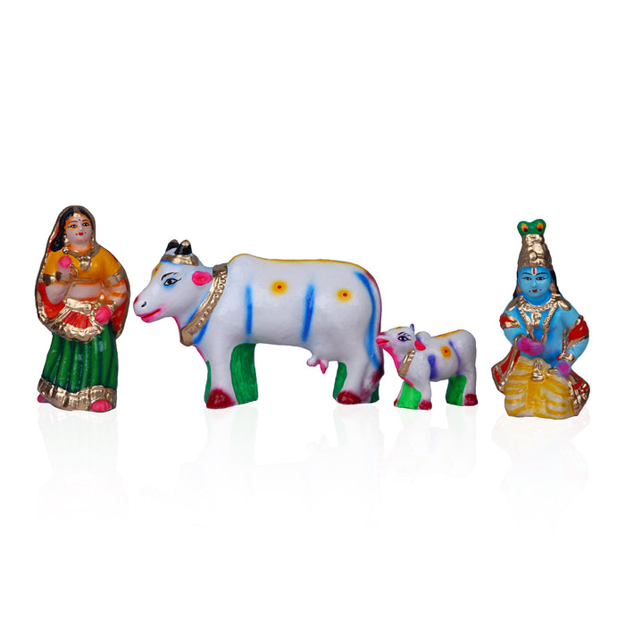 Yasodha Kannan Clay Golu Bommai Set - 6 x 36 Inches | 4 Pcs/ Giri Kolu Bommai/ Navaratri Golu Doll/ Dasara Doll