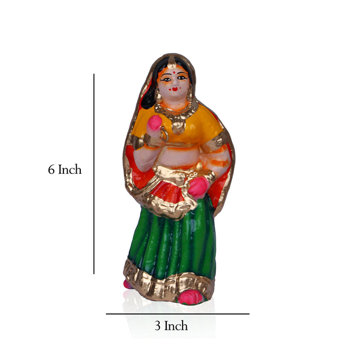 Yasodha Kannan Clay Golu Bommai Set - 6 x 36 Inches | 4 Pcs/ Giri Kolu Bommai/ Navaratri Golu Doll/ Dasara Doll
