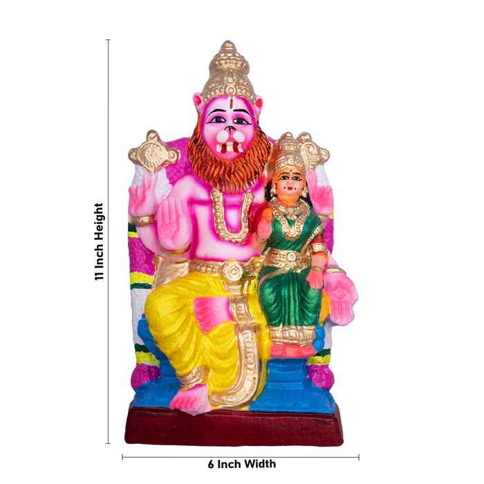 Lakshmi Narasimhar Clay Golu Bommai - 11 x 6 Inches | Giri Golu Doll/ Navaratri Golu Bommalu/Gombe