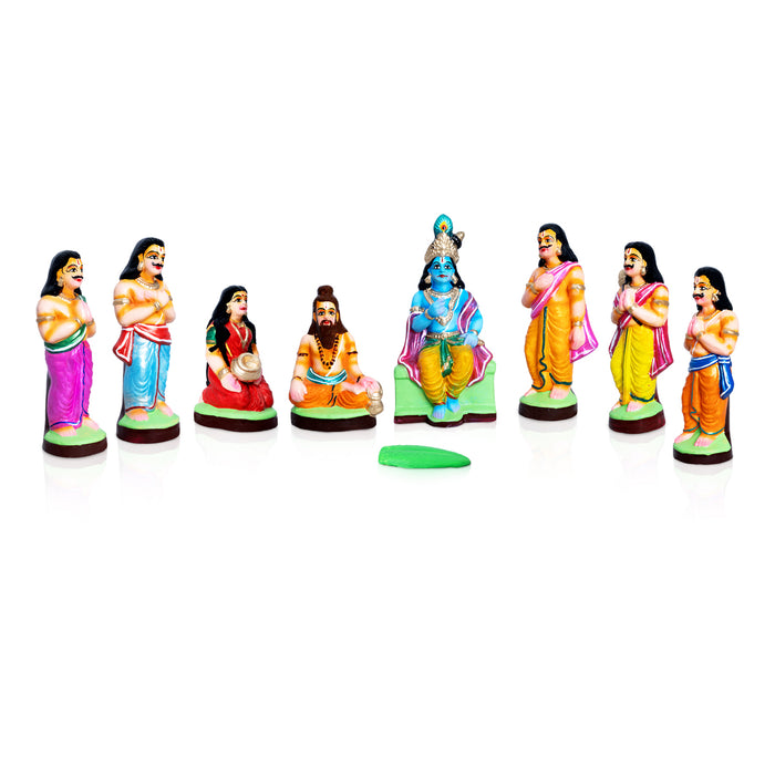 Akshaya Patram Clay Golu Bommai Set - 8 x 4 Inches | Giri Golu Doll/ Navaratri Golu Bommai/Gombe/ Bomma