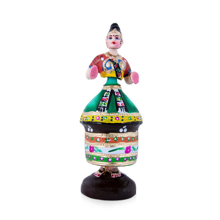 Manipuri Dancer Paper Mache Golu Doll - 13 x 4.5 Inches | Giri Golu Bommalu/ Navaratri kolu Bommai/ Dasara Doll