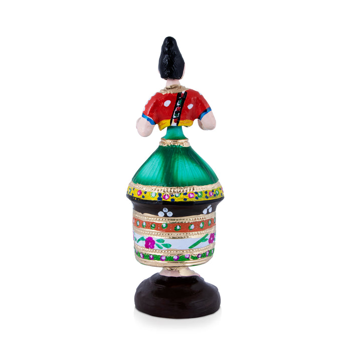 Manipuri Dancer Paper Mache Golu Doll - 13 x 4.5 Inches | Giri Golu Bommalu/ Navaratri kolu Bommai/ Dasara Doll