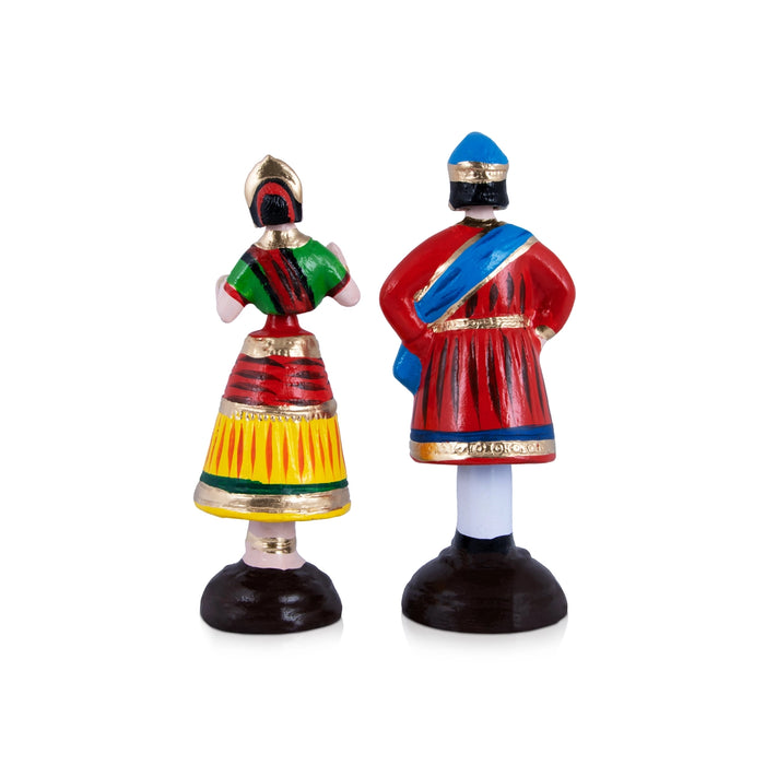 Raja Rani Paper Mache Golu Bommai Pair - 11 X 4 Inches | Navratri Gombe/ Giri Golu Doll For Navaratri Decor