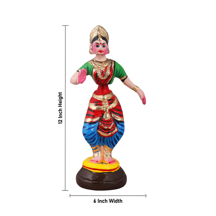 Bharatanatyam Paper Mache Golu Bommai - 12 x 6 Inches | Giri Golu Doll/ Navaratri Golu Bomma/ Gombe/ Bommai