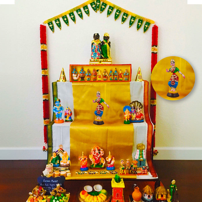 Bharatanatyam Paper Mache Golu Bommai - 12 x 6 Inches | Giri Golu Doll/ Navaratri Golu Bomma/ Gombe/ Bommai
